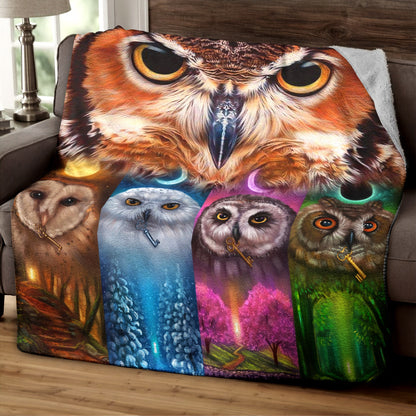 Owl TL270859F Sherpa Fleece Blanket