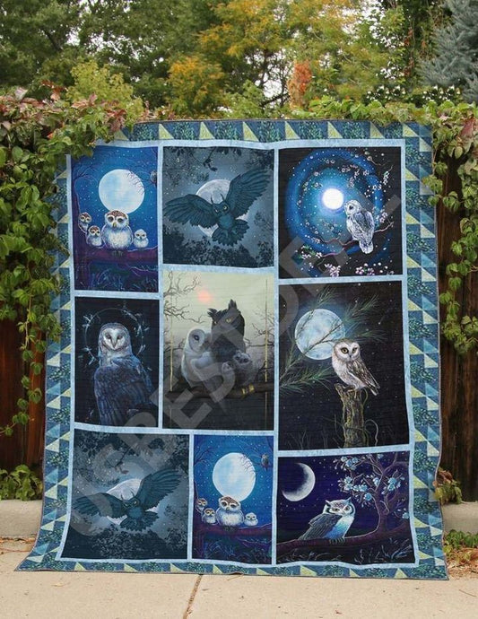 Owls And Moon CLA31100064Q Quilt Blanket