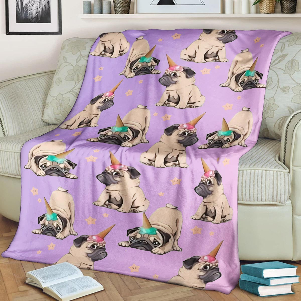 Pug CL1208150MD Sherpa Fleece Blanket