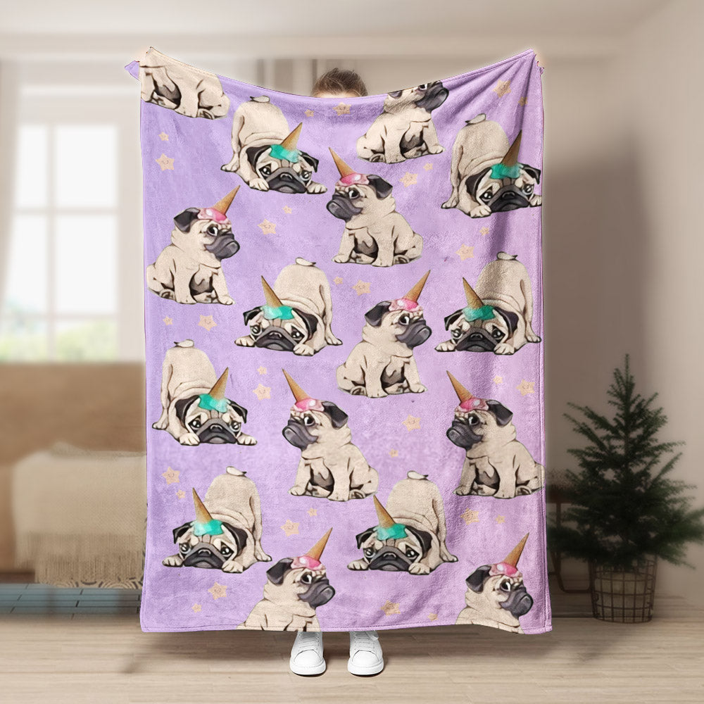 Pug CL1208150MD Sherpa Fleece Blanket
