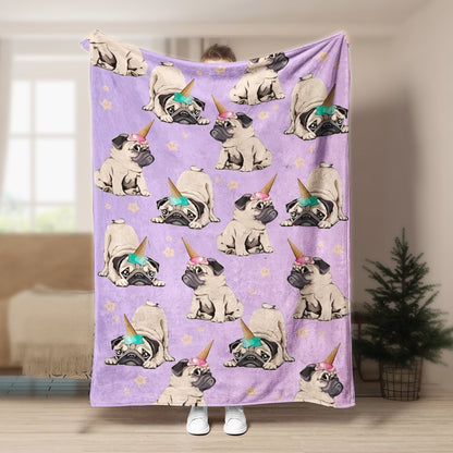 Pug CL1208150MD Sherpa Fleece Blanket