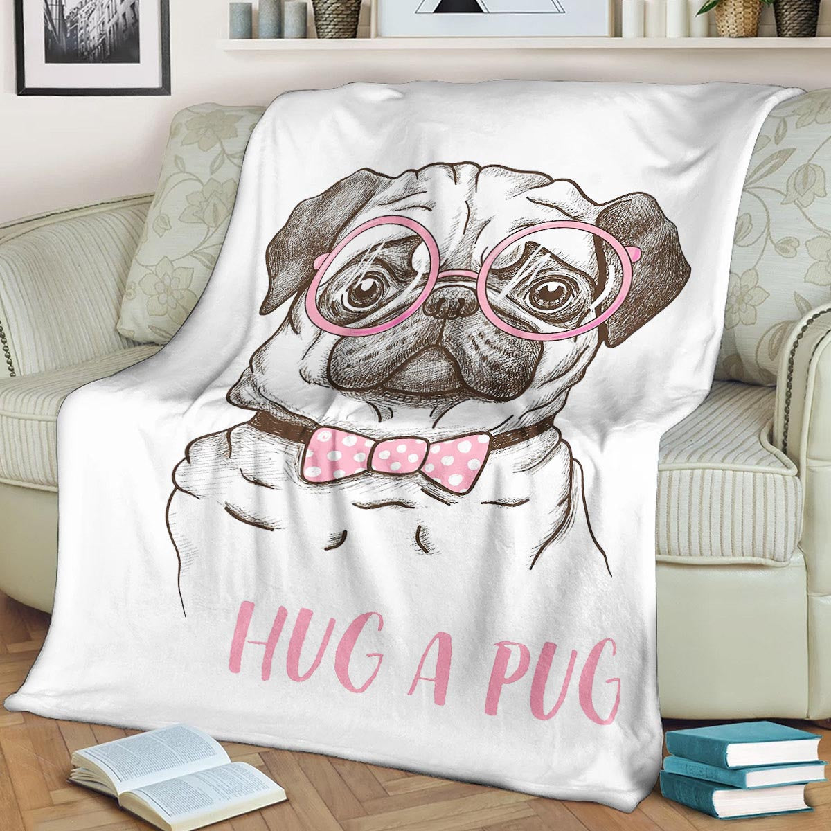 Pug CL140873MD Sherpa Fleece Blanket