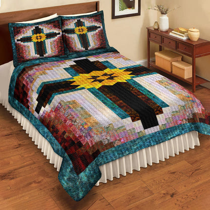 Christian Painted Cross Quilt Bedding Set MT070601AQBS