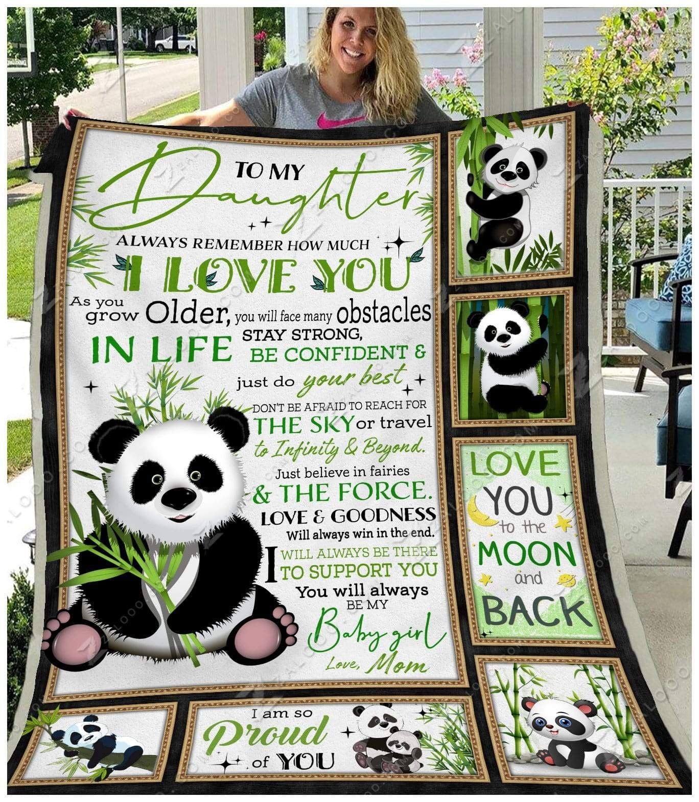 Panda Bear To My Daughter Be My Baby Girl Love Mom CL25110397MDF Sherpa Fleece Blanket