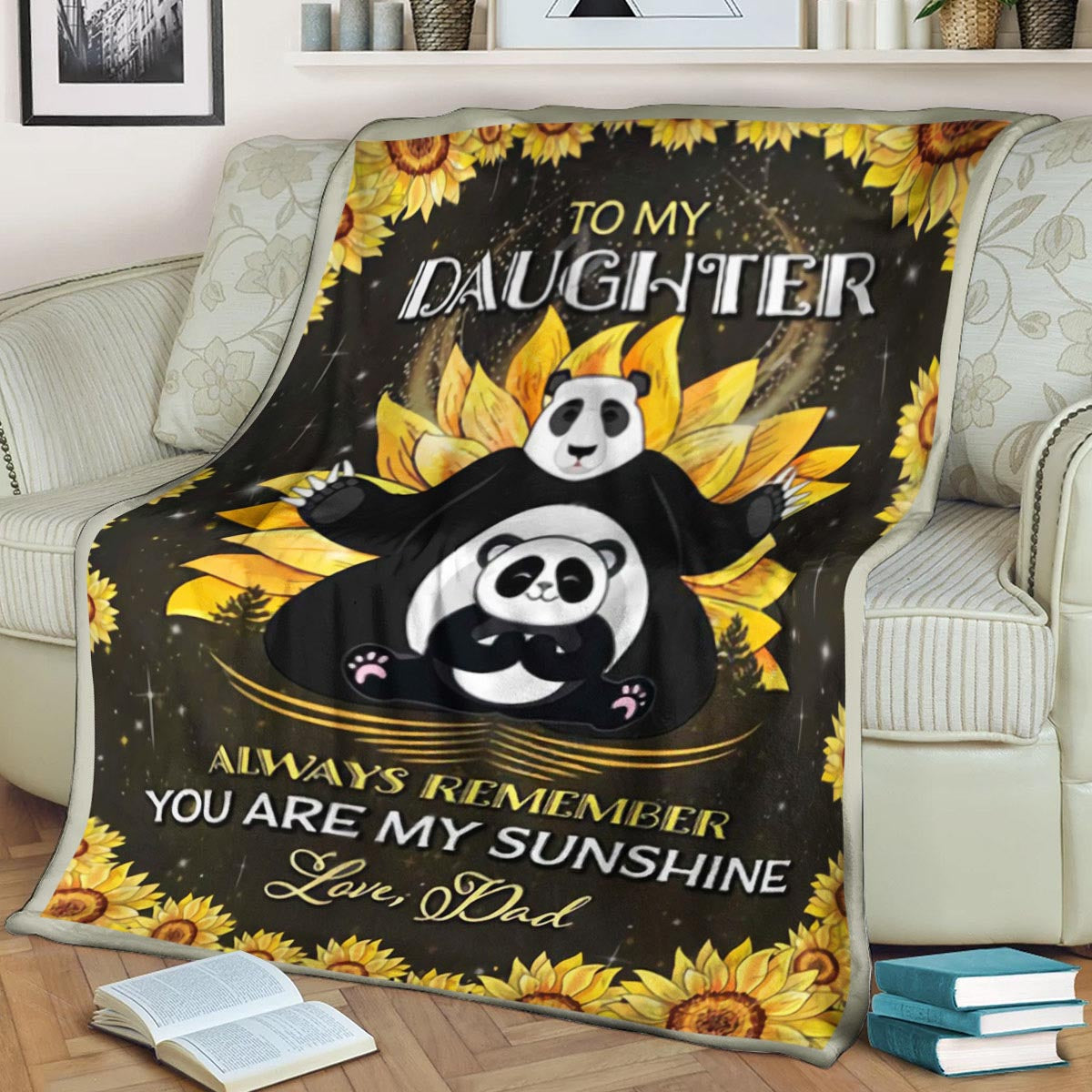 Panda Sunflower CL280844MDF Sherpa Fleece Blanket