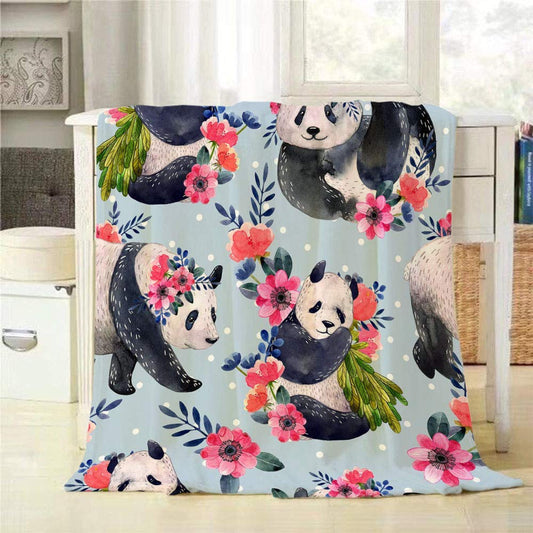 Pandas And Flowers CLA0910102F Sherpa Fleece Blanket