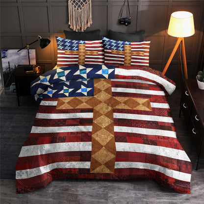 Patriotic American Christian Cross Bedding Sets TL070601BS