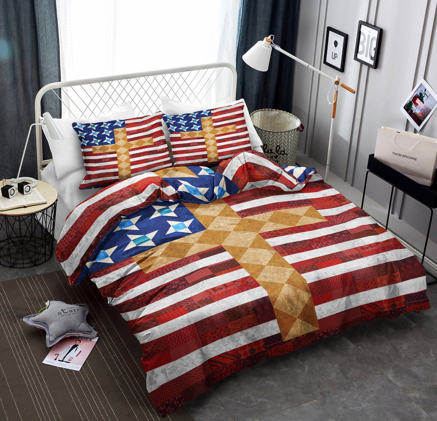 Patriotic American Christian Cross Bedding Sets TL070601BS