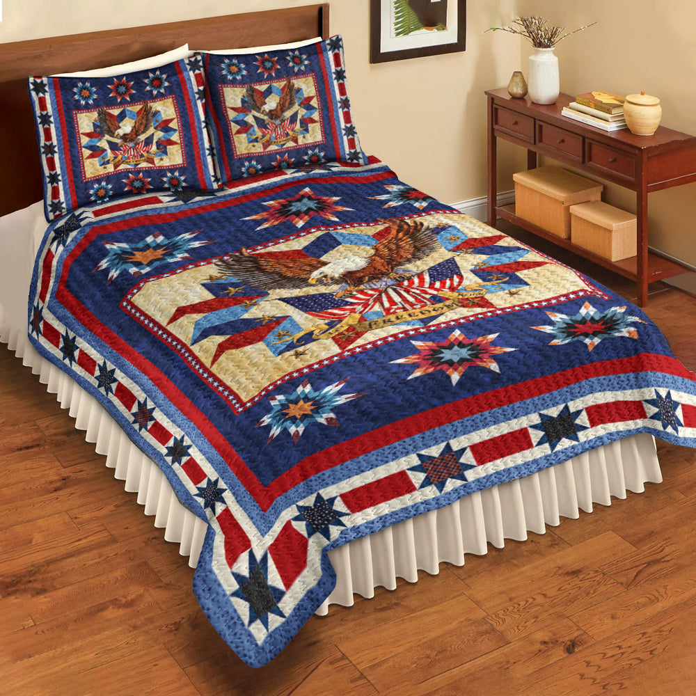 Patriotic American Eagle Quilt Bed Sheet TL080603QS