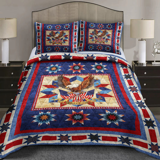 Patriotic American Eagle Quilt Bedding Set TL080603QS