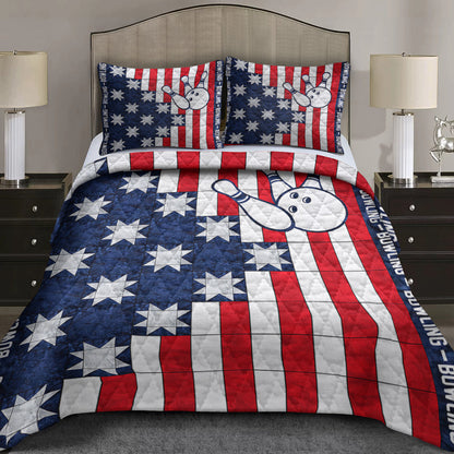 Patriotic Bowling Pattern Quilt Bedding Set TL110606QS