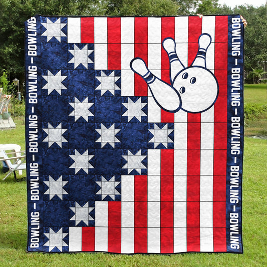 Patriotic Bowling Pattern Quilt Blanket TL110606Y