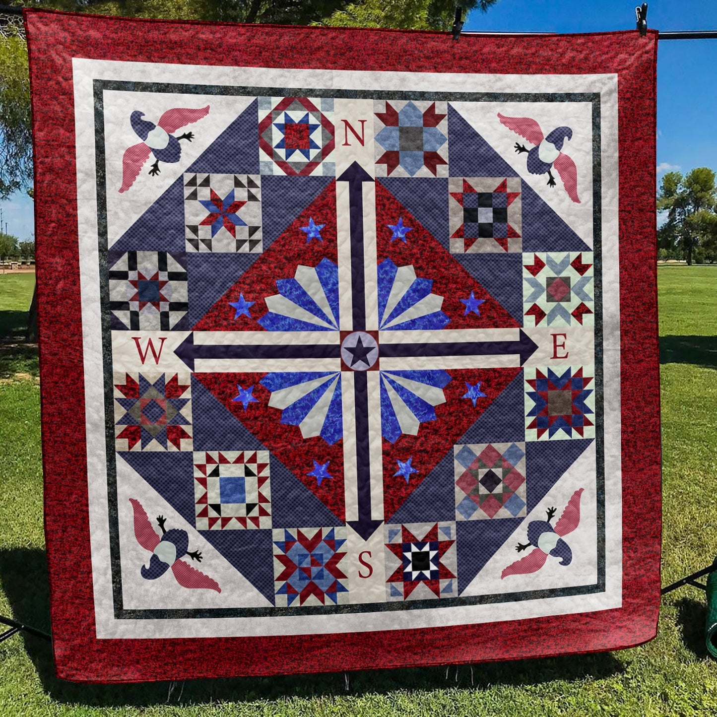 Patriotic Eagle Compass  Quilt Blanket TL100604Y