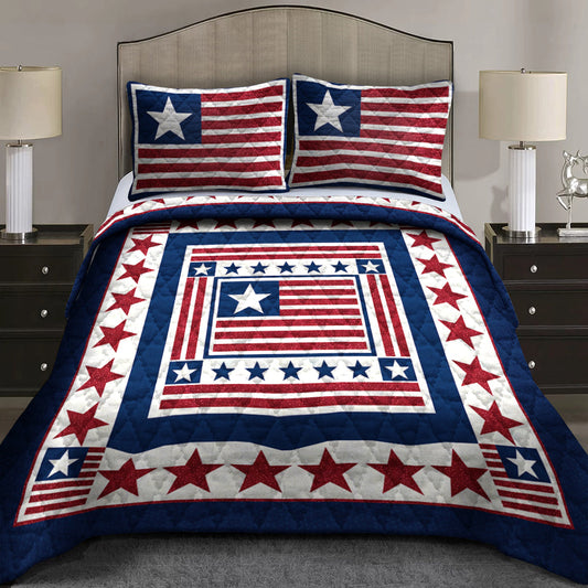 Patriotic Flag Quilt Bedding Set HN080605MQBS