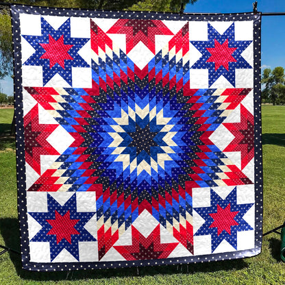 Patriotic Native Star Light Quilt Blanket HN140603M