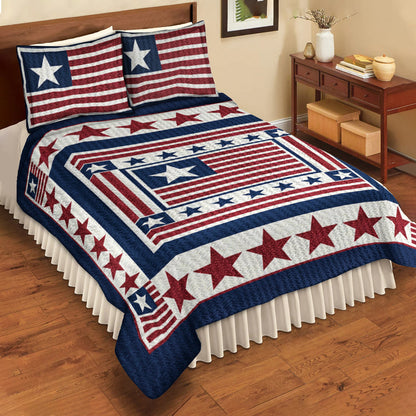 Patriotic Flag Quilt Bed Sheet HN080605MQBS