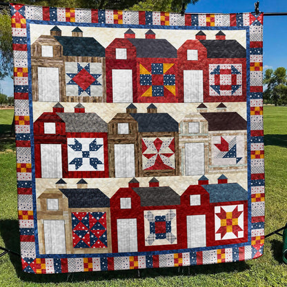 Patriotic Red Barn Art Quilt TL140601Y