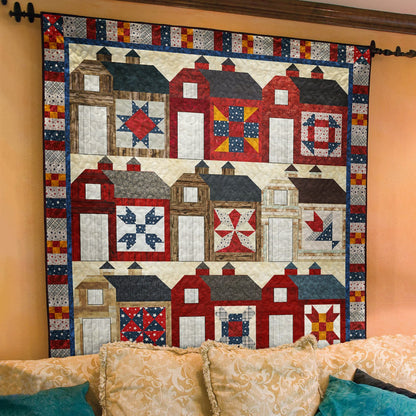 Patriotic Red Barn Art Quilt TL140601Y