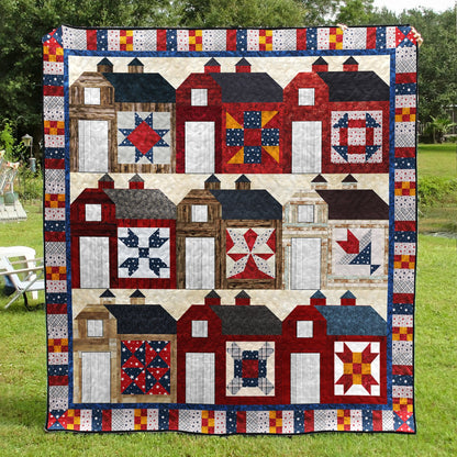 Patriotic Red Barn Art Quilt TL140601Y