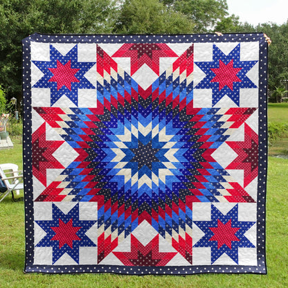 Patriotic Native Star Light Quilt Blanket HN140603M