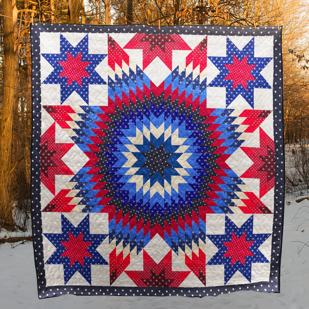 Patriotic Native Star Light Quilt Blanket HN140603M