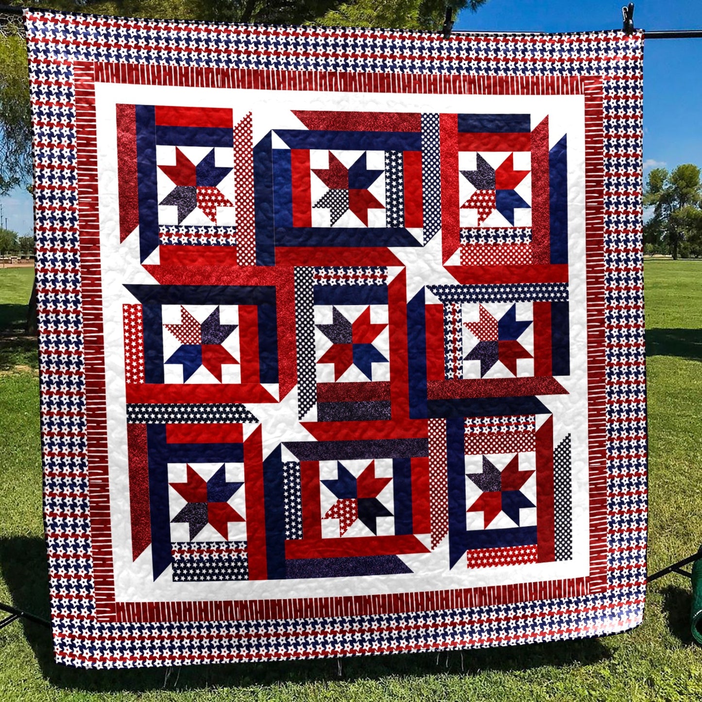 Patriotic Star Quilt Blanket HN130604M