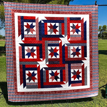 Patriotic Star Quilt Blanket HN130604M