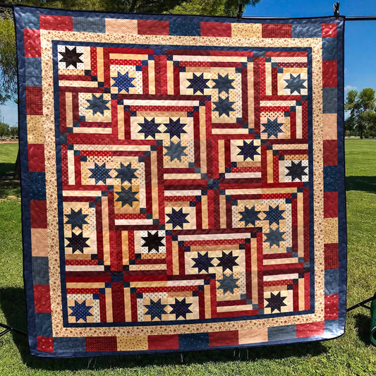 Patriotic Star Quilt Blanket HN110605M