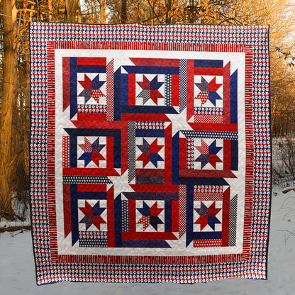 Patriotic Star Quilt Blanket HN130604M