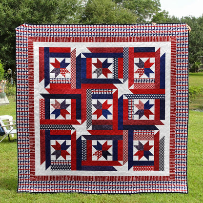 Patriotic Star Quilt Blanket HN130604M