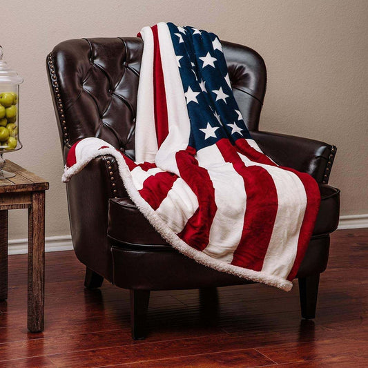 Patriotic Us Flag CL1208145MD Sherpa Fleece Blanket