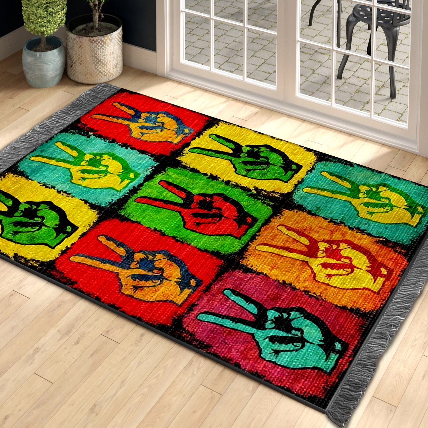 Peace Finger BT260826O Decorative Floor-cloth