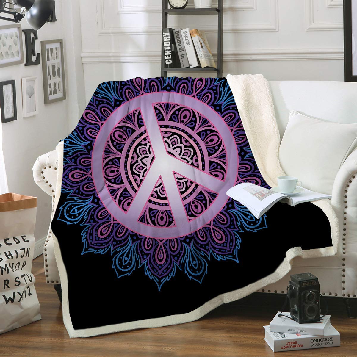 Peace Sign CLA1710066F Sherpa Fleece Blanket