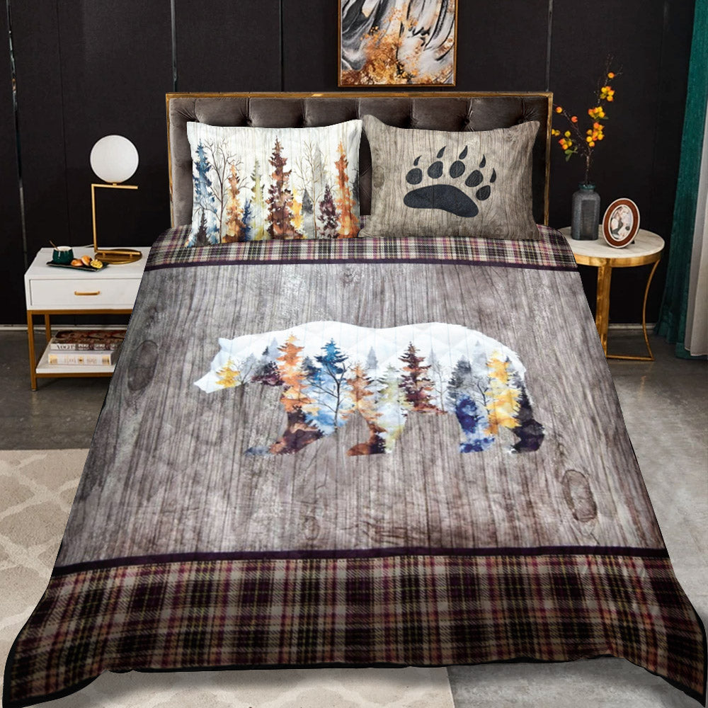 Peaceful Pines Bear CLA0410210B Quilt Bedding Set