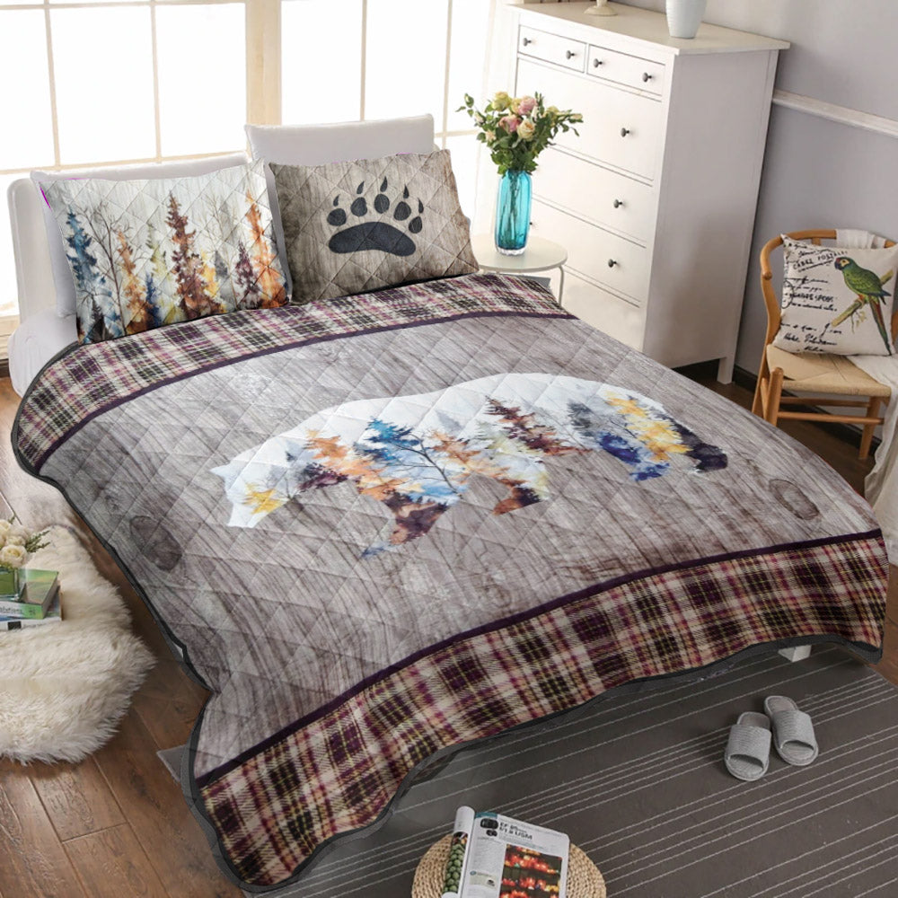 Peaceful Pines Bear CLA0410210B Quilt Bedding Set