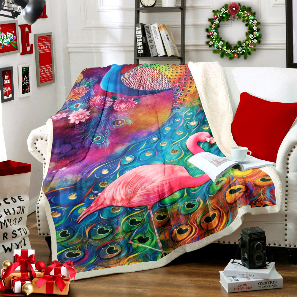 Peacock And Flamingo NN2410127TT Sherpa Fleece Blanket