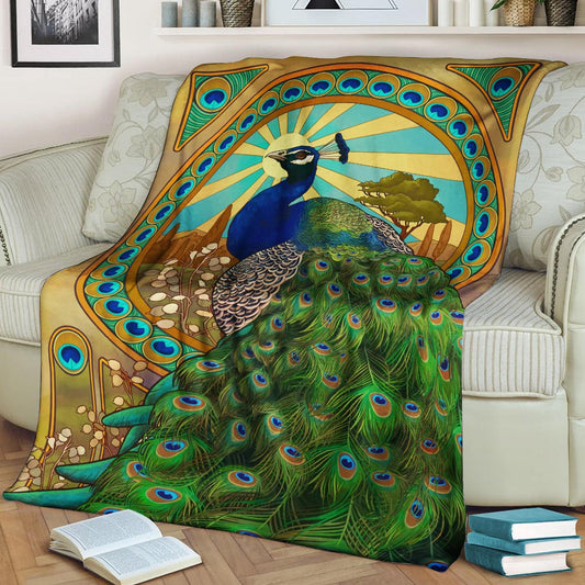 Peacock DD190849F Sherpa Fleece Blanket