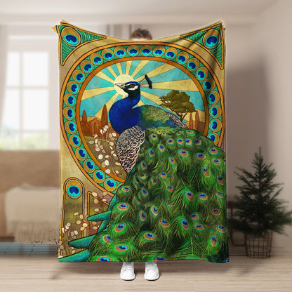 Peacock DD190849F Sherpa Fleece Blanket