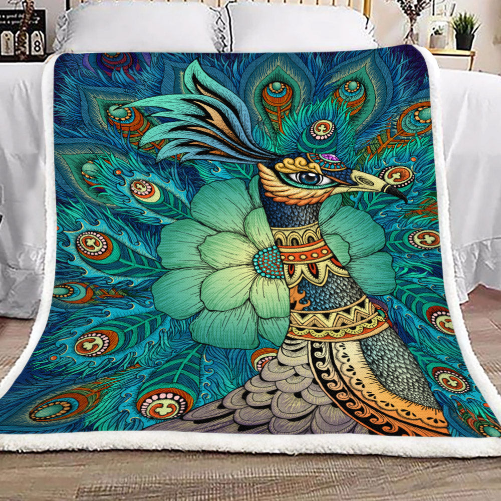Peacock HT1909117TT Sherpa Fleece Blanket