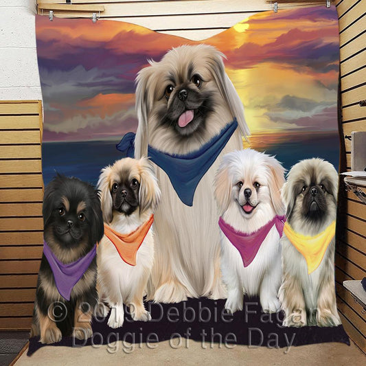 Pekingese Sunset Beach All CL18111237MDQ Quilt Blanket