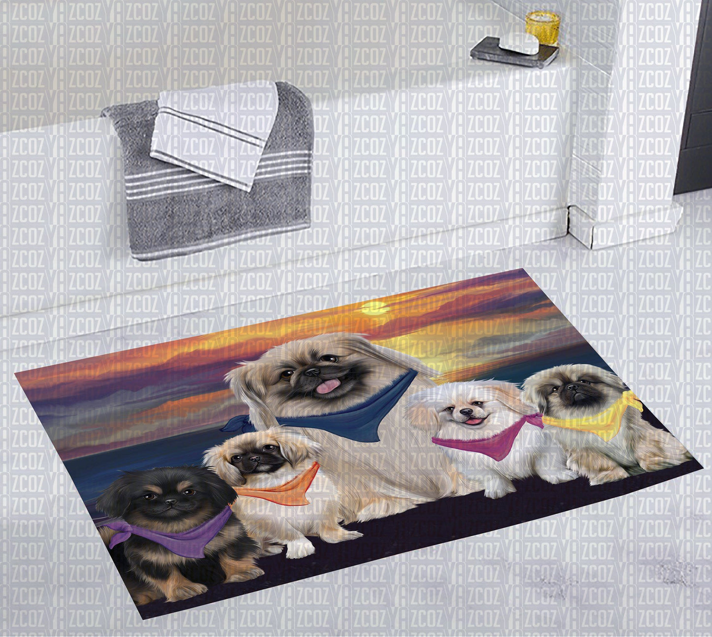 Pekingese Sunset Beach CL20111313MDD Non-slip Door mats