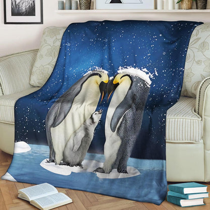 Penguin Family CLA21100574F Sherpa Fleece Blanket