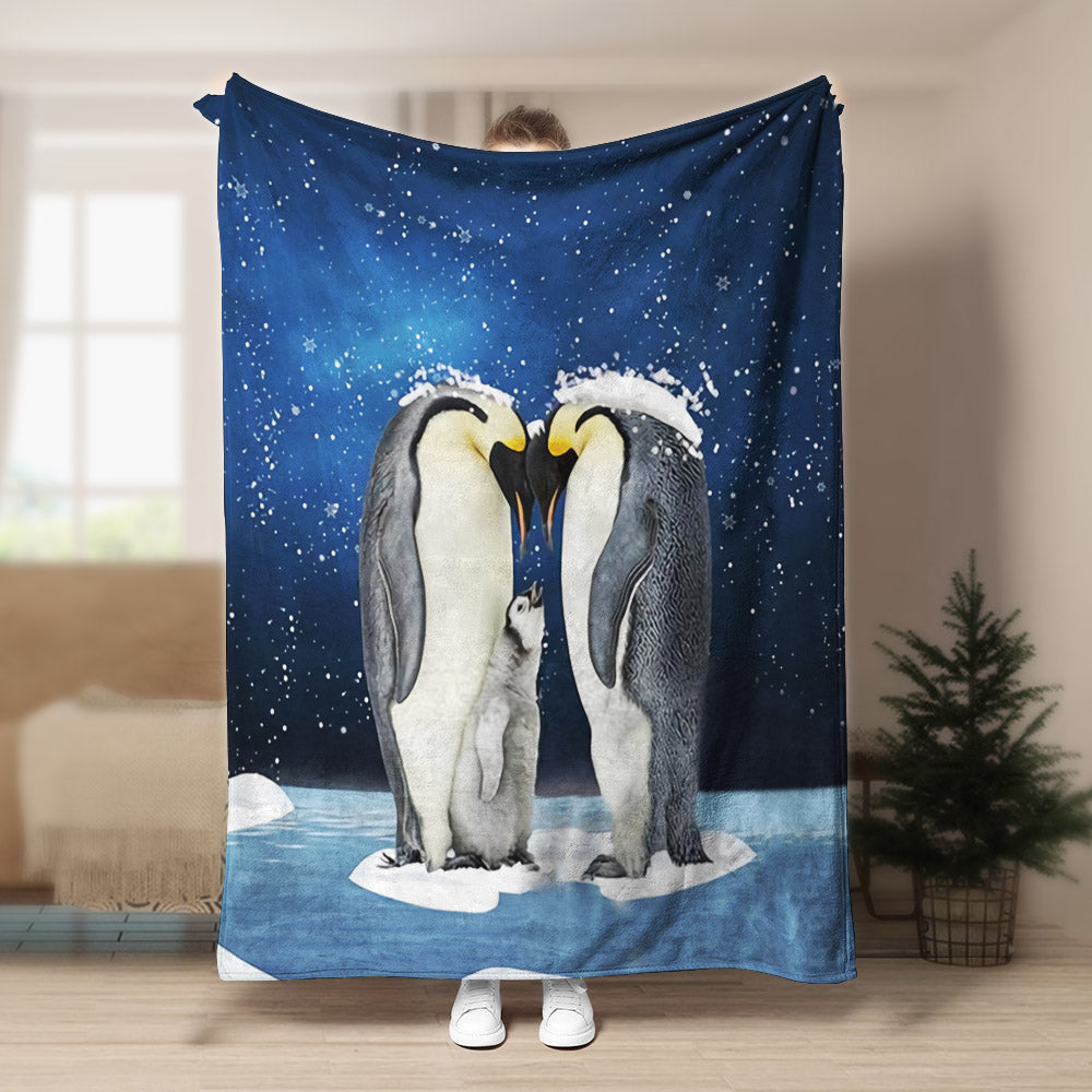 Penguin Family CLA21100574F Sherpa Fleece Blanket