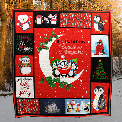 Penguins Christmas Quilt Blanket TM011109