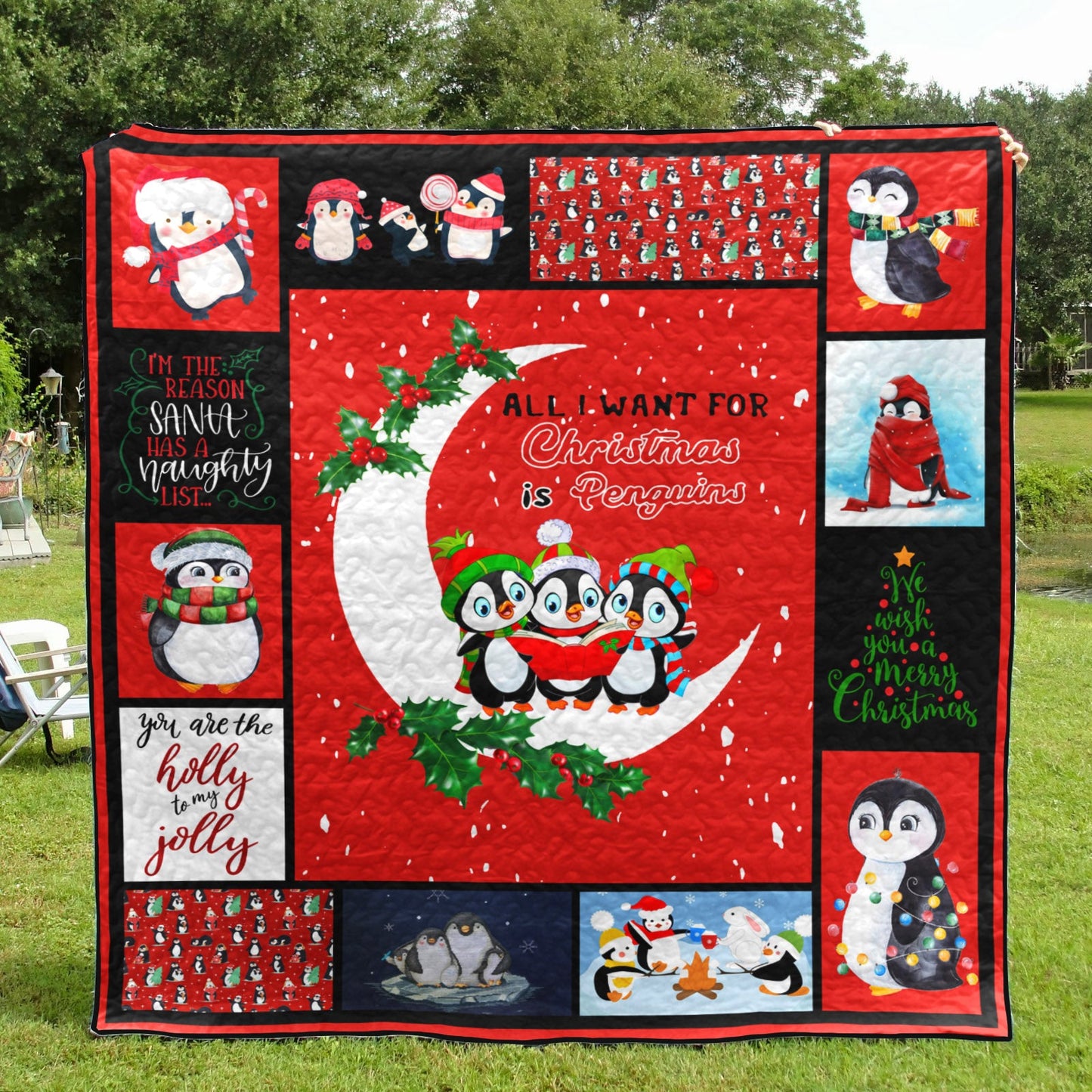 Penguins Christmas Quilt Blanket TM011109