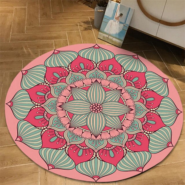 Persian Ethnic Mandala Flowers CLP0411112R Round Area Rug