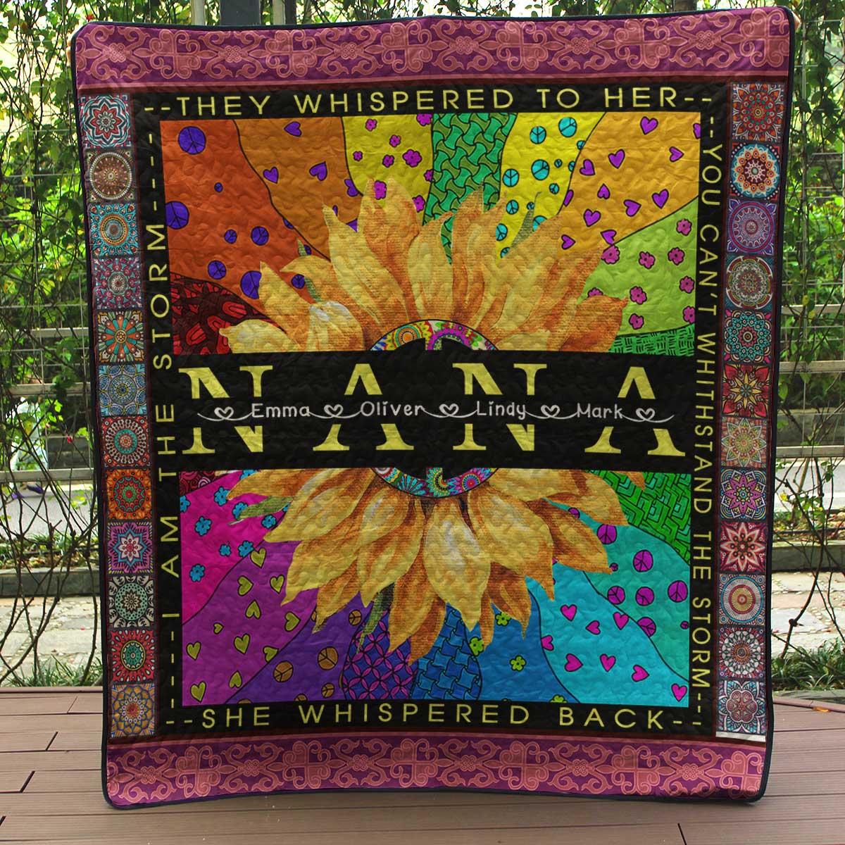 Personalized Name And Nickname Sunflower Love Quilt Blanket Mother's Day Gift TL040402D