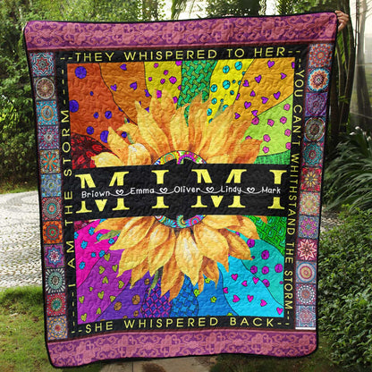 Personalized Name And Nickname Sunflower Love Quilt Blanket Mother's Day Gift TL040402D