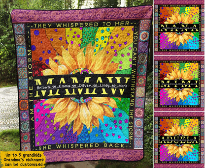 Personalized Name And Nickname Sunflower Love Quilt Blanket Mother's Day Gift TL040402D