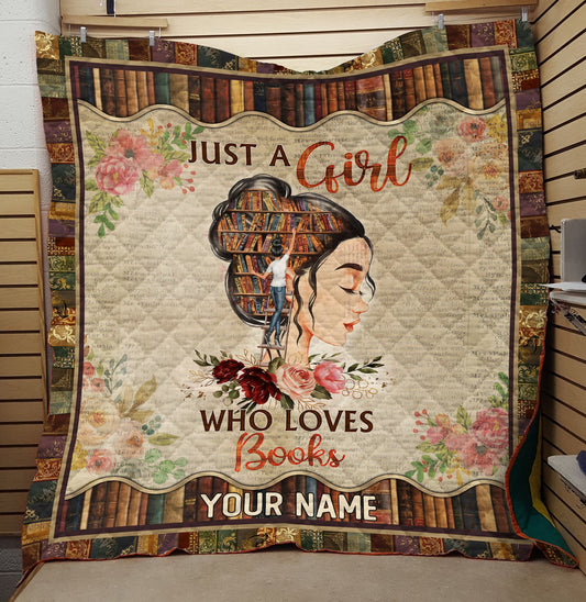 Personalized Just A Girl Who Loves Books Quilt Blanket TL170203